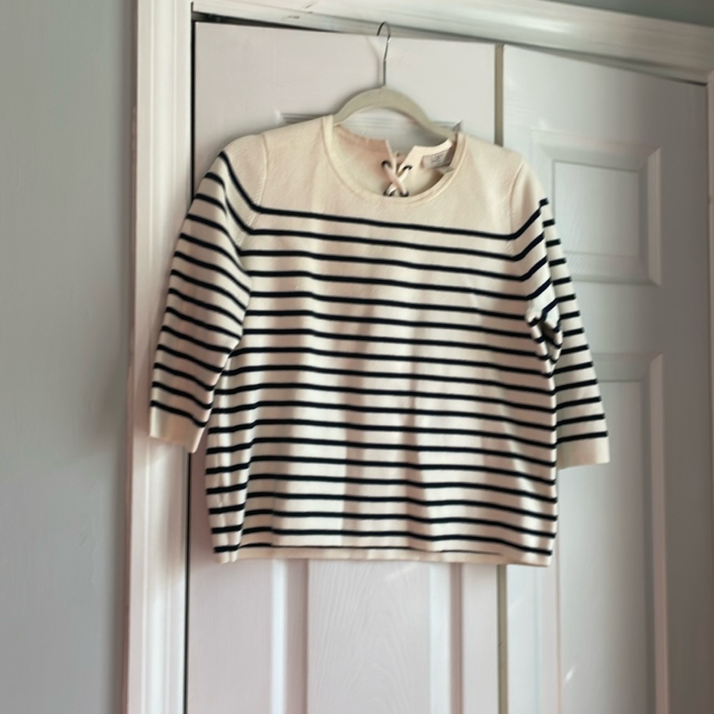 Loft sweater: cream with black stripes